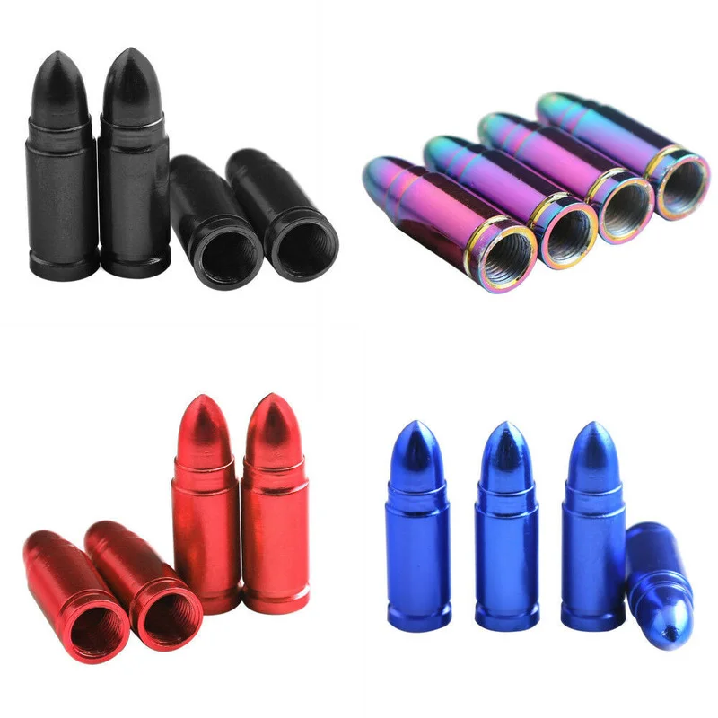 

4Pcs Aluminum Bullet Styling Valve Caps Car Tire Valve Stems Caps Tyre Air Port Dust Covers Multicolor Exterior Car Accessories