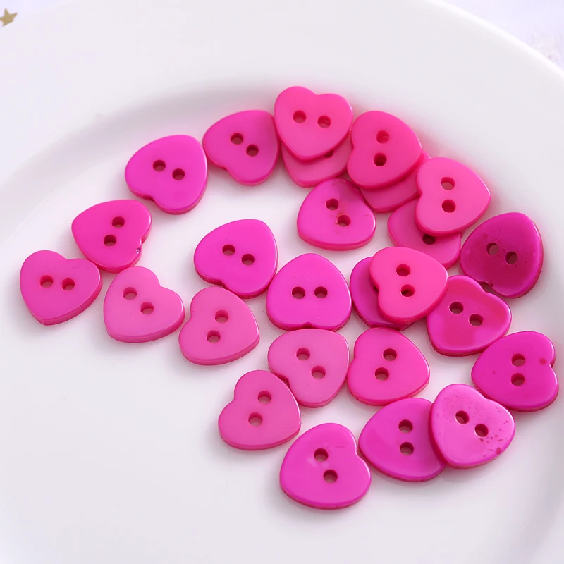 New 50Pcs 16 Colors Resin Sewing Buttons Cute Colorful Heart Shape 2 Holes Button DIY Crafts Scrapbooking For Sewing Accessories