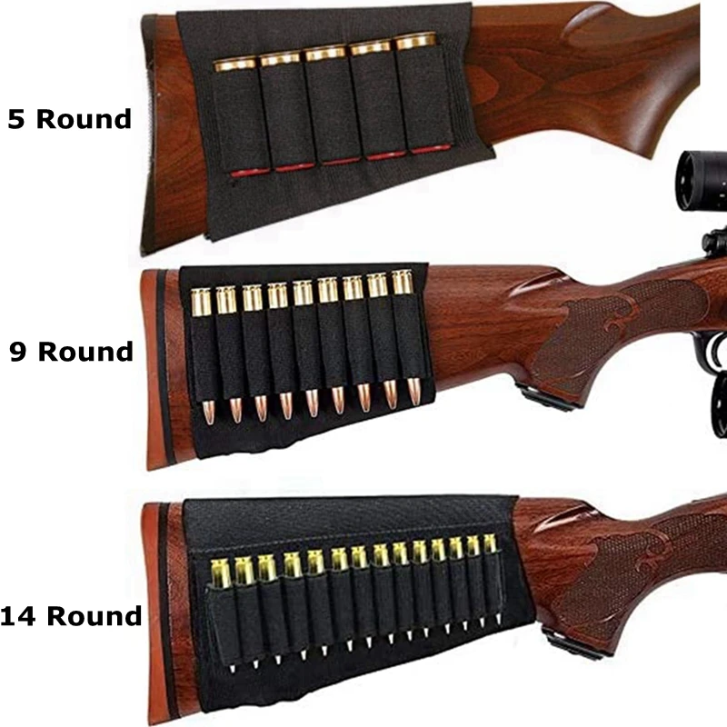 

Rifle Hunting Tactical Shotgun Pouches 5/9/14 Butt Cartridges Stock Shell Holder Elastic Fabric Ammunition Carrier Pouch