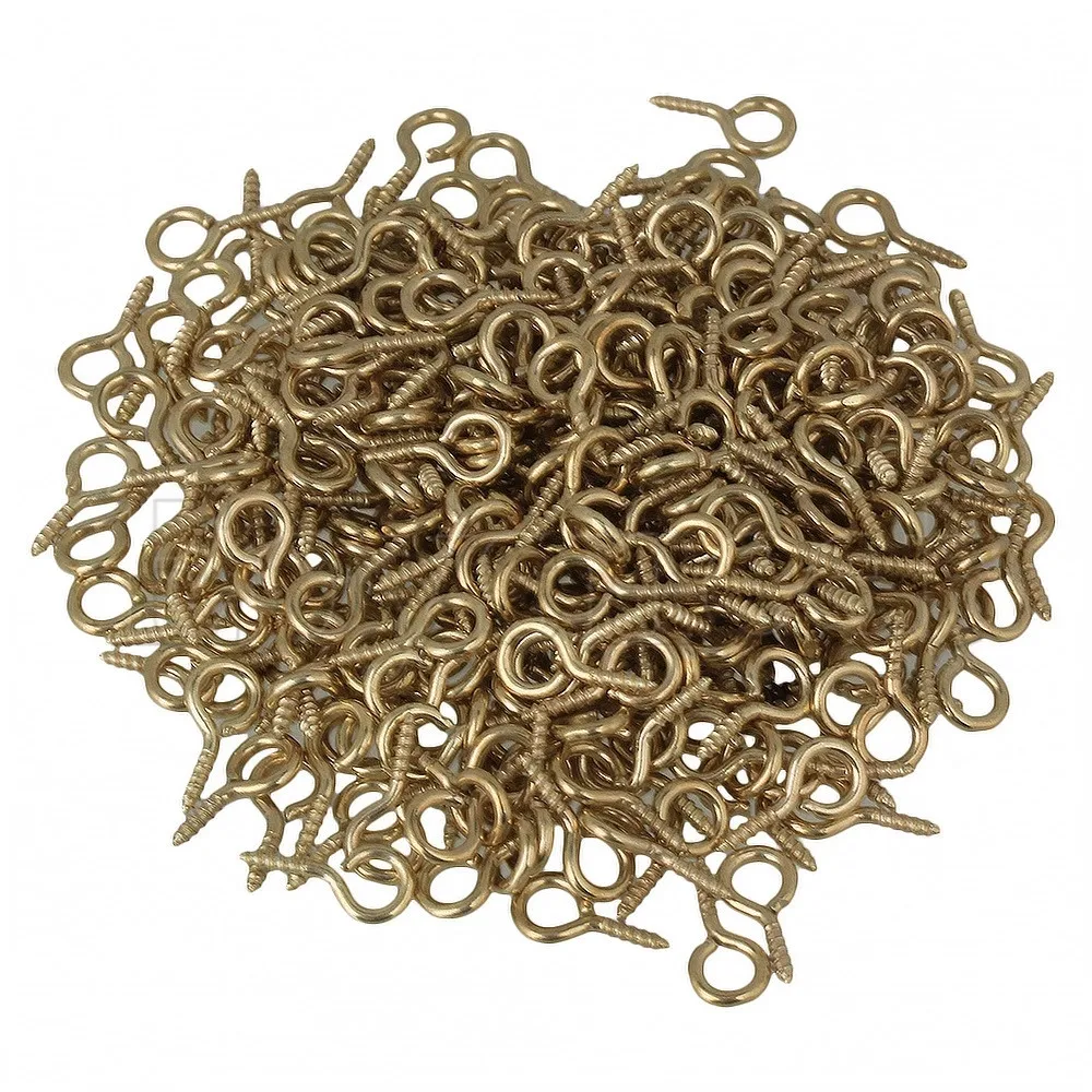 14mm x 7mm Iron Yellow Mini Eyepins Hooks Eyelets Screw 0# Pack of 100