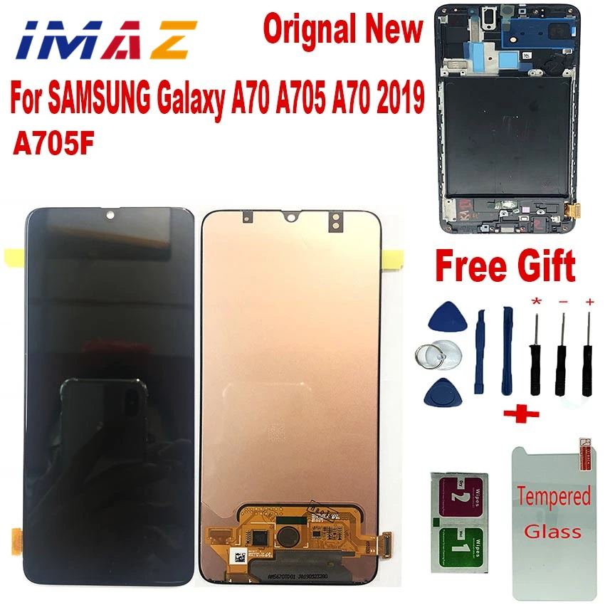 

IMAZ Orignal SUPER AMOLED 6.7" For Samsung galaxy A70 2019 A705 A705F A705DS Touch Screen Digitizer Assembly For A70 LCD + Frame