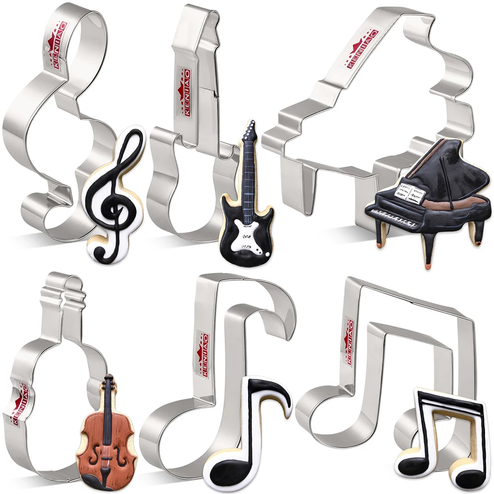 KENIAO Music Cookie Cutters, Violin, Piano, Guitar, Music Note Biscuit Fondant Cutters