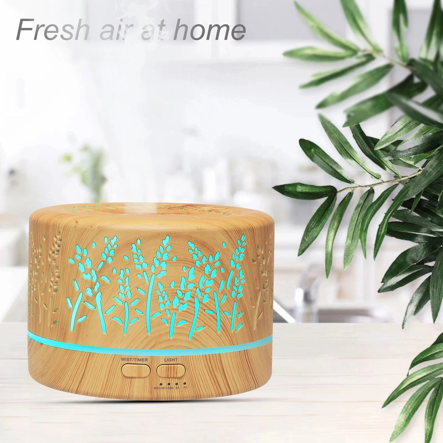 Hot Sale Gift 700ml Ultrasonic Remote Control Lavender Bamboo Art Hollow Humidifier Fragrance oil Aroma Diffuser With Led Light