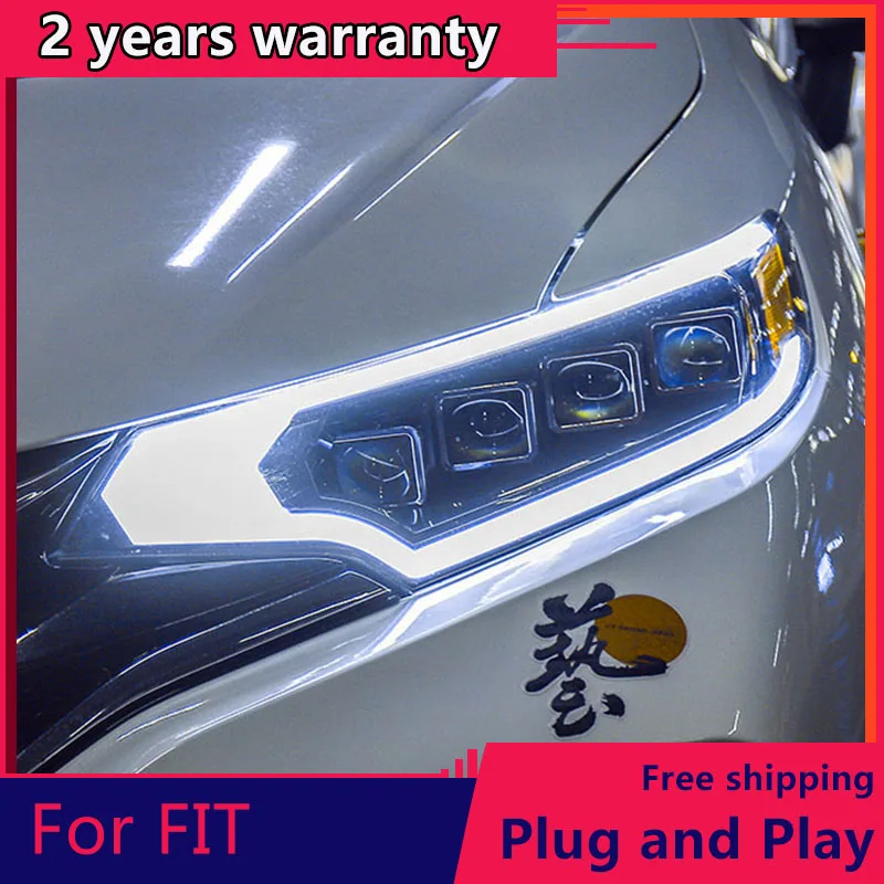 

For Honda fit headlight 2014-2019 For fit head lamp led DRL front Bi-Xenon Lens Double Beam HID KIT For Honda fit accessories