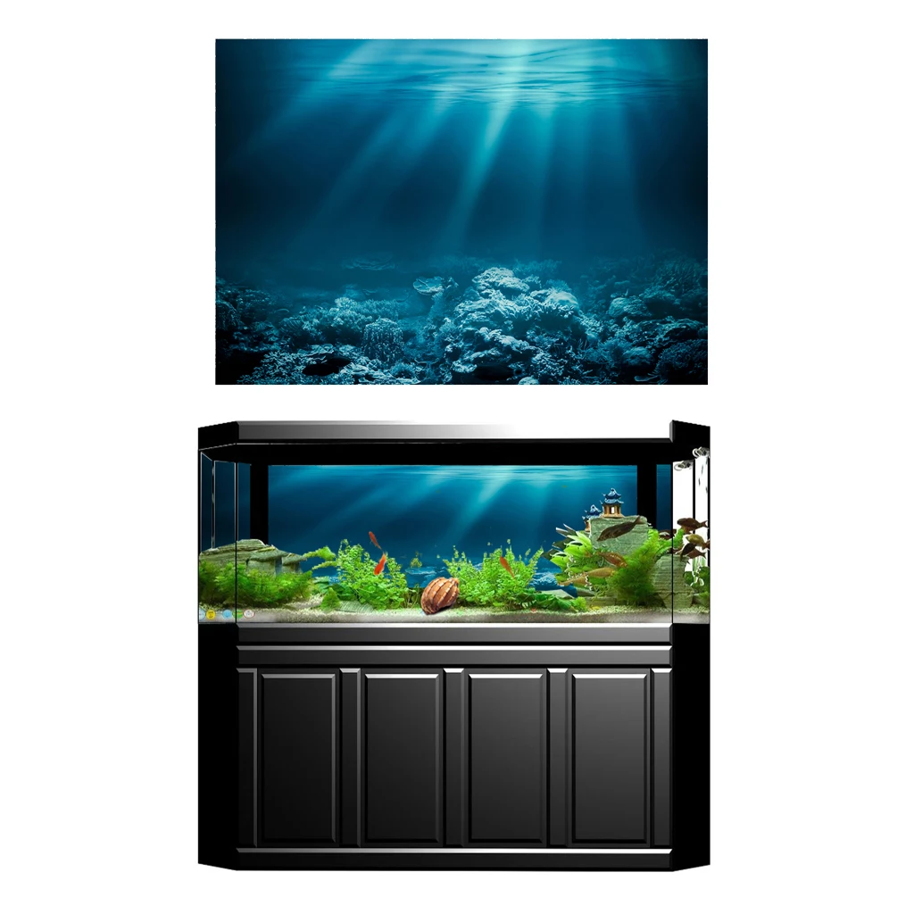 PVC Aquarium Background Poster 3D Fish Tank Wall Paper Sticker Decoration