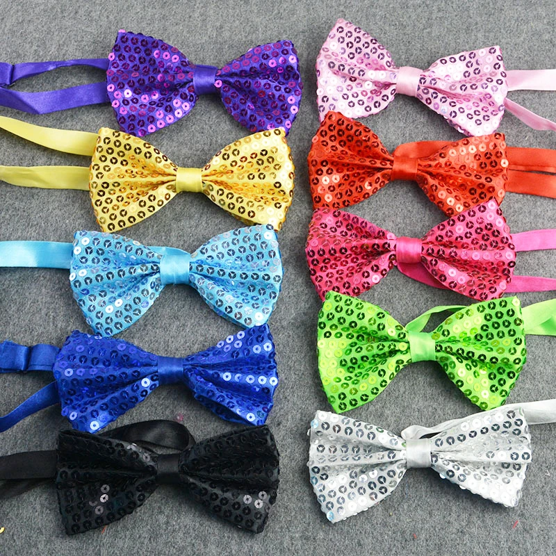 Sequins Bowtie Stage Performance Bow Tie For Men Woman Fashion Butterfly Shining Sequin Necktie Boys Girls Christmas Party Gifts