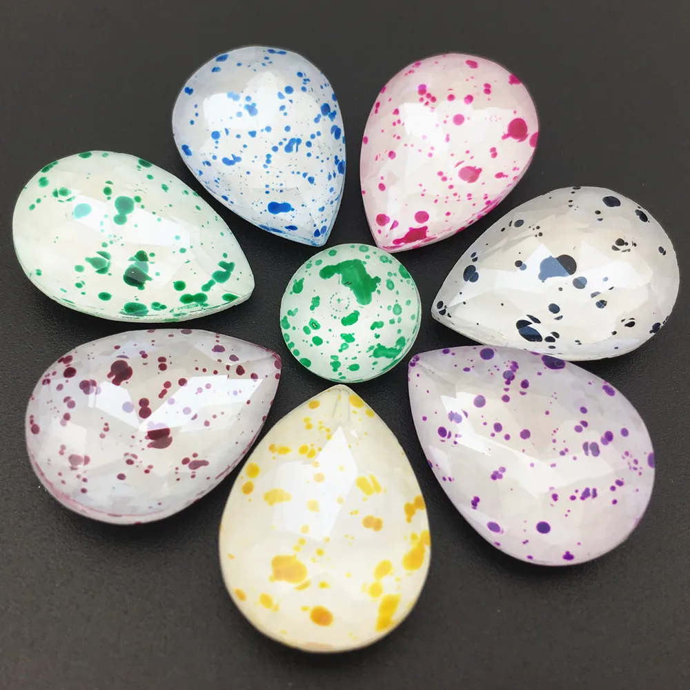 10 Pcs Eggshell Colors Teardrop Glass Crystal Fancy Stone 13x18MM Pear Pointed Back Rhinestone Droplet For Jewelry Making