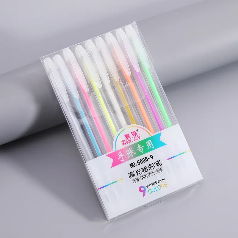 9-12Pc/Set Colorful Highlighter Pen Markers Pastel Drawing Pen Set Refillable for Student School Office Supplies Cute Stationery