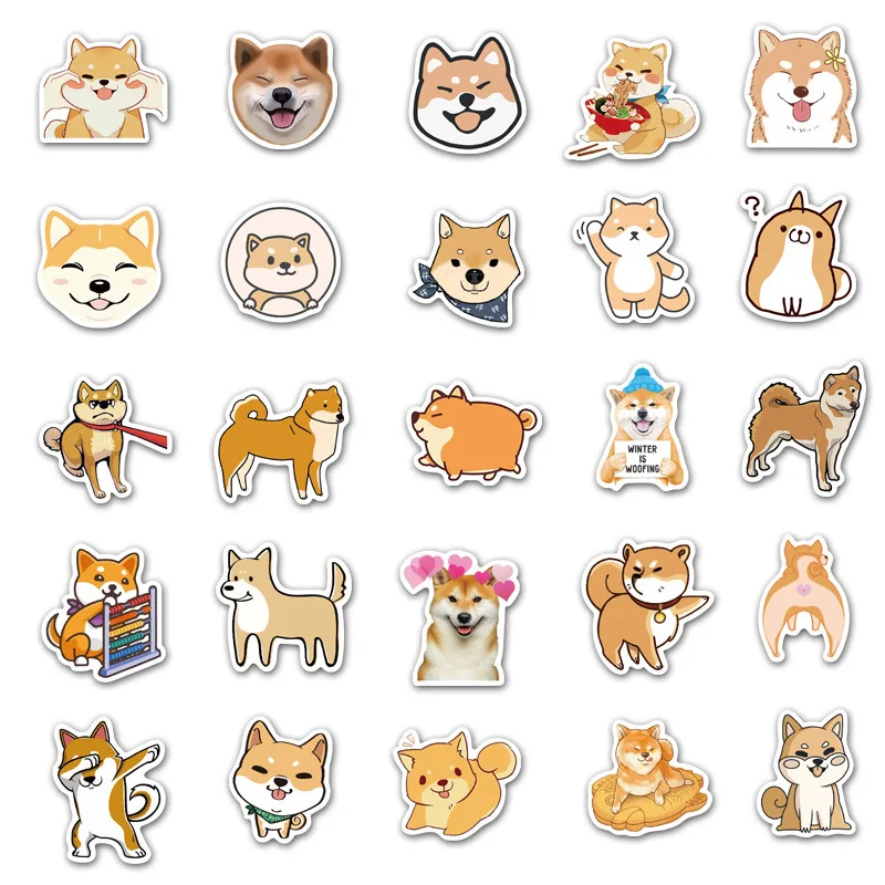 Stiker Lucu Kawaii Stiker Anjing Shiba Inu Yang Indah Stiker Kartun Scrapbook Diary DIY untuk Koper Stiker Ponsel