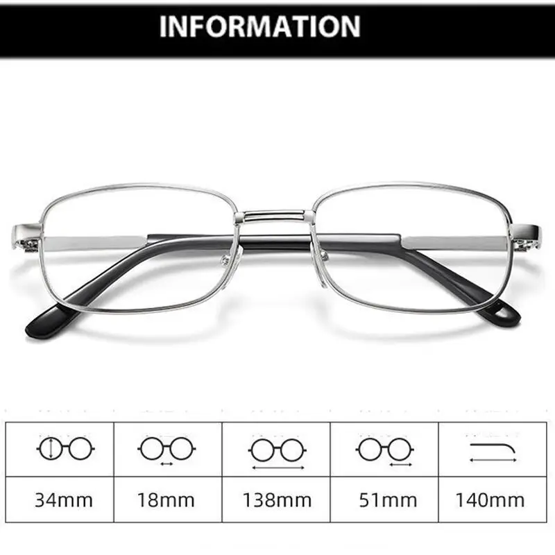 2 stücke Kristall Glas Objektiv Lesebrille Männer Anti-blau Licht Presbyopie Vergrößerungs Anti-Scratch Brillen Dioptrien 1,0-4,0 Silber – Detail 2