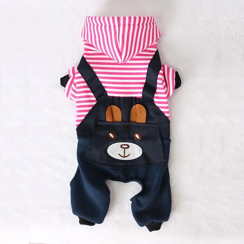 Mode Gestreepte Hond Kleding Voor Honden Jas Hoodie Sweatshirt Winter Ropa Perro Hond Kleding Cartoon Huisdieren Kleding CW02