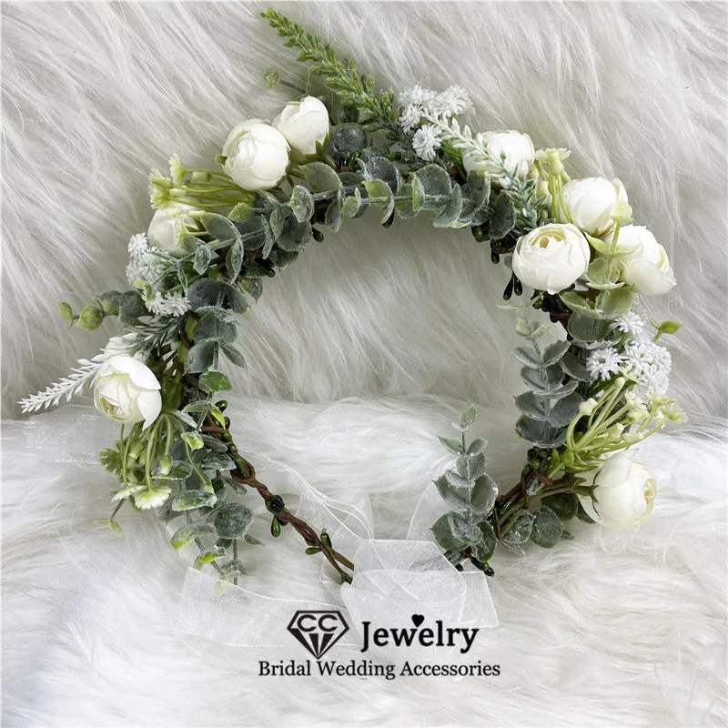 CC Floral Wedding Accessories for Women Bridal Headdress Engagement Hair Ornaments Rose Shape Hairwear High Quality Wreath mq046