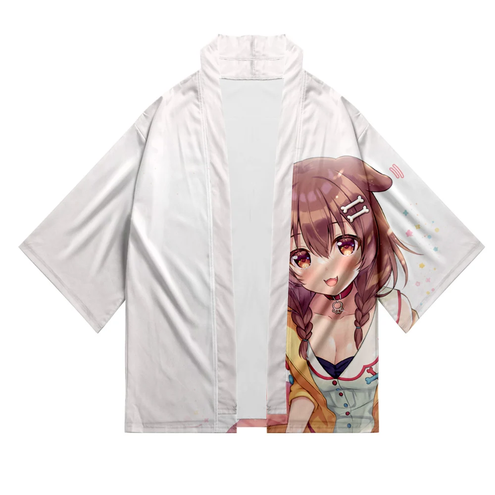 HOLOLIVE-VTuber Inugami Korone 3D para hombre y mujer, blusa Sexy de manga de tres cuartos, estilo Kawaii, Kimono de moda para vacaciones de verano