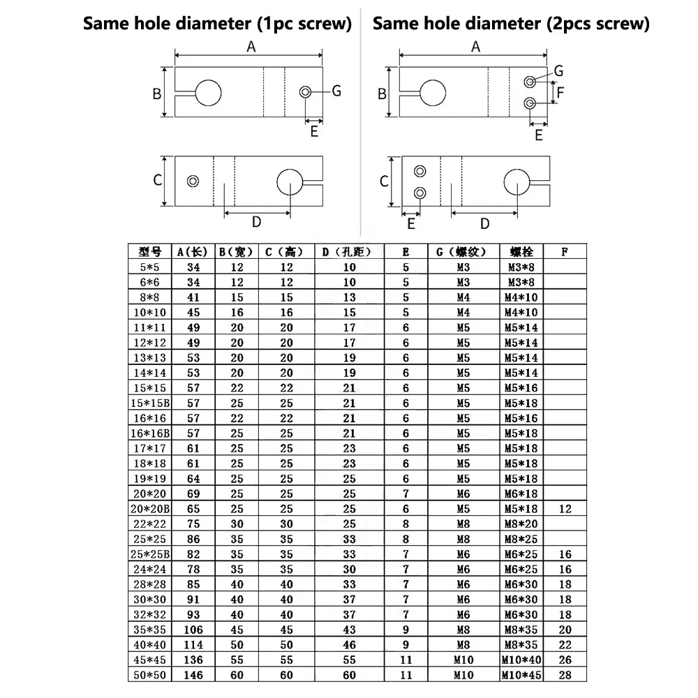 1PC Pillar Fixing Clamp Vertical Fixed Diameter Fastening Aluminum Alloy Optical Axis Cross Block Steel Pipe Fixing Bracket