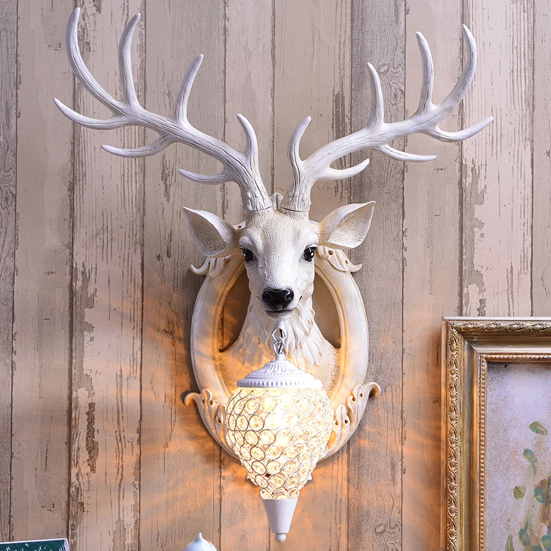 

Modern Antler Wall Lamps Deer Wall Lighting Crystal Sconce Wall Lighting Nordic Resin Lamp for Bedroom Living Room Light Fixture