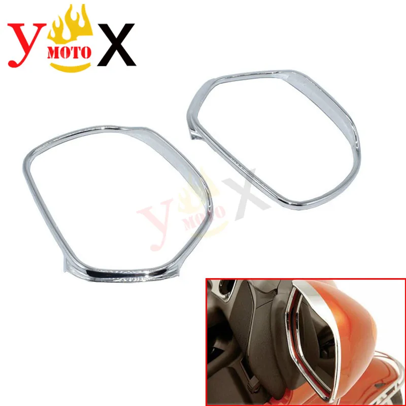 Motorcycle Chrome ABS Rearview Mirror Accent Trim Ring Frame Cover Decal Decoration For Honda Goldwing GL1800 2001-2017 2002 03