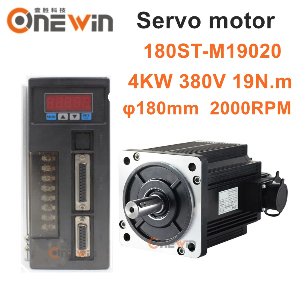 

4KW 380V servo motor kit 180ST-M19020 diameter 180mm19NM 2000rpm matching AASD-40A driver