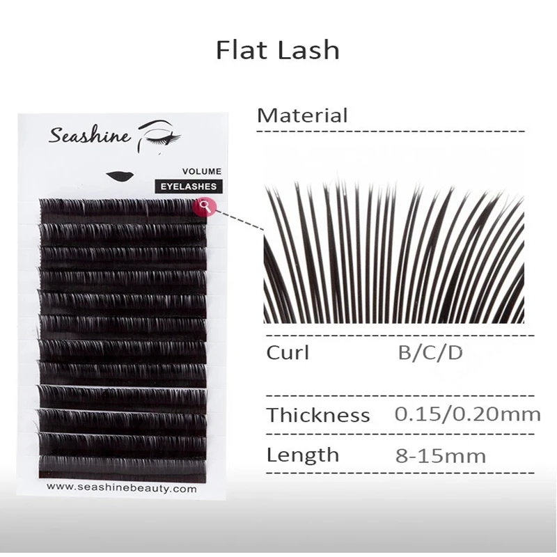 

Seashine 8-16mm Natural Soft B C D Curl Matte Flat Ellipse Lashes Extension Individual Lashes Flat Eyelashes Extensions Supplies