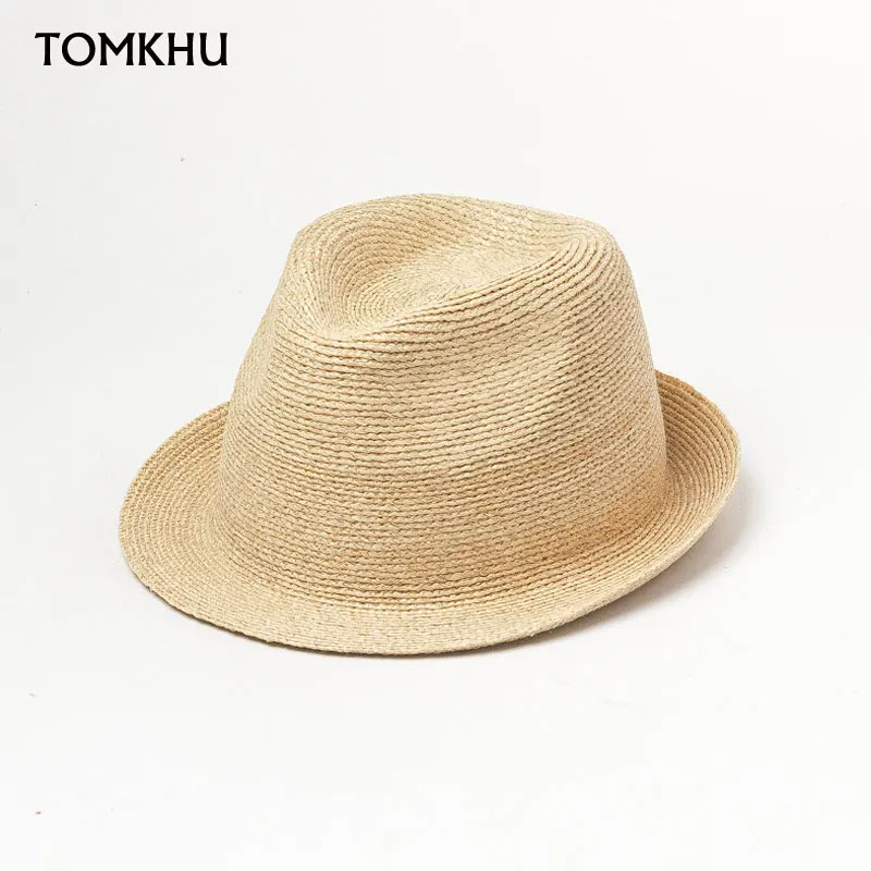 

New Spring Handmade Fine Laffia Jazz Top Hats For Women Ladies Travel Sunscreen Casual Summer Beach Straw Hat Bonnet Enfant