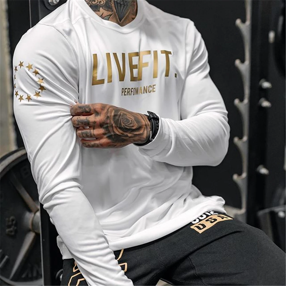 

New Sports Long-Sleeved Round Neck Quick-Drying Men's T-SHIRTS Tight Running Basketball Training Suit Athletic Goods Tee