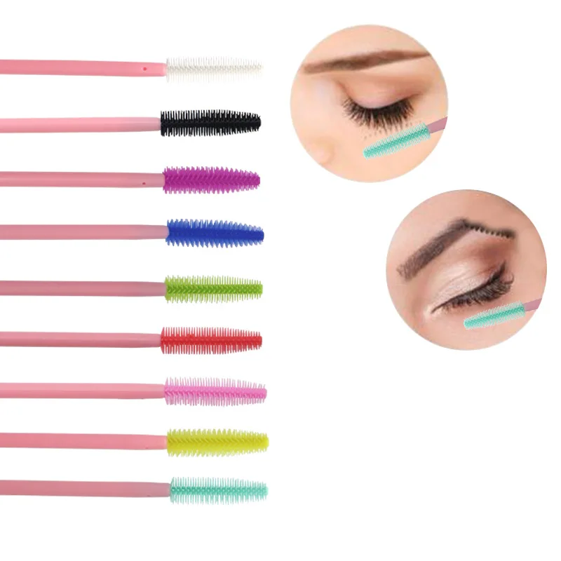 50pcs Eyelash Extension Disposable Eyebrow Brush Silicone Mascara Wand Applicator Spoolies Eye Lashes Brushes Makeup Tool