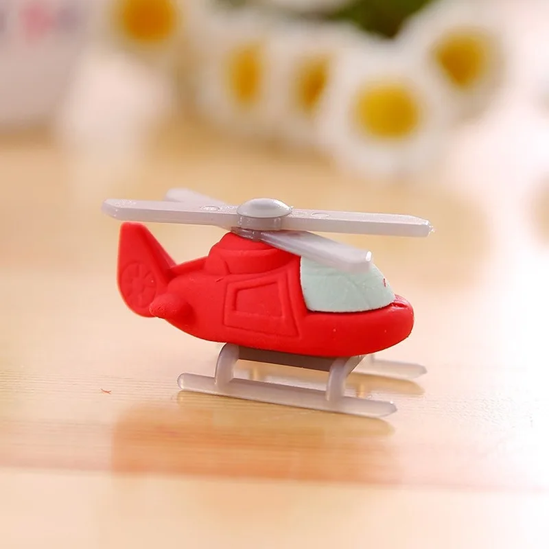 1pc Creative Eraser Cartoon Helicopter Modeling Erasers Student Stationery Supplies Wholesale Prizes for Kids  Rubber Eraser