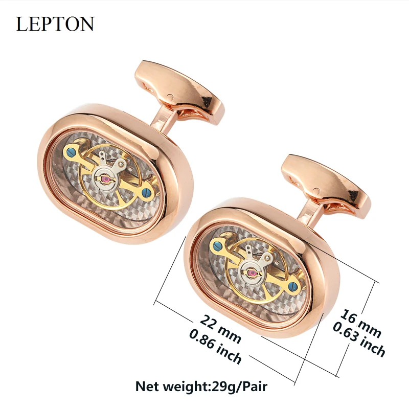 Newest Movement Tourbillon Cufflinks For Mens Lepton High quality Mechanical Watch Steampunk Gear Cuff links Relojes Gemelos