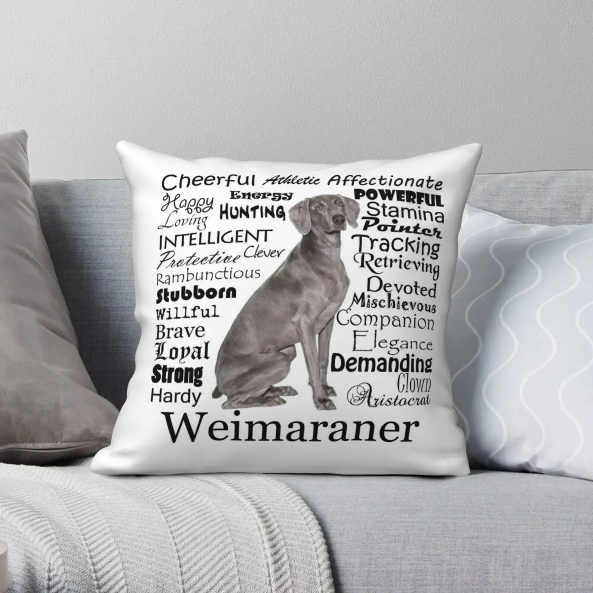 Weimaraner Traits Square Pillowcase Polyester Linen Velvet Creative Zip Decor Pillow Case Home Cushion Case