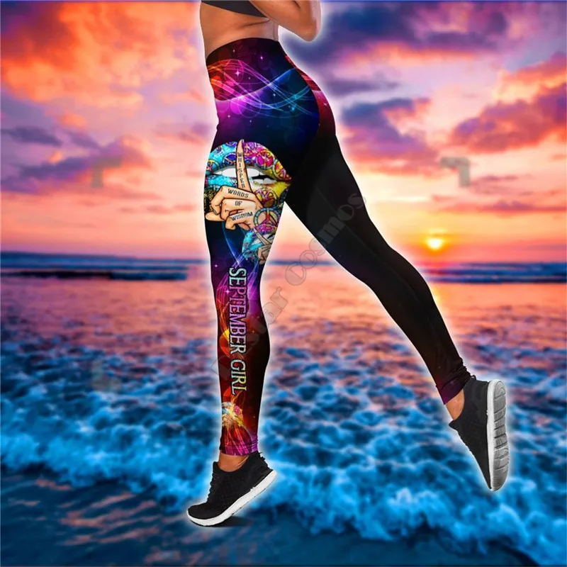 Purple Hamsa Hand Yoga Combo Outfit Leggings and Hollow out Tank Top Suit Yoga Fitness Soft Legging Summer Women For Girl