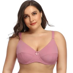 Plus Size 80-120 Big Cup C D E F G Cup Unlined Bra Women Basic Underwear Full Coverage Underwire Supportive Brassiere 6 Colors