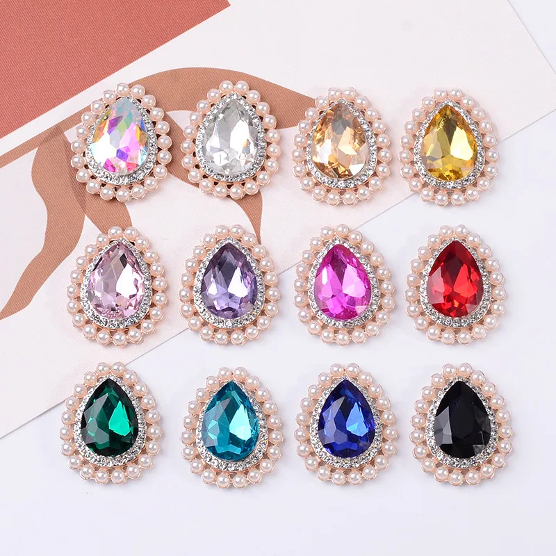 

30pcs 23*28mm Gold color New fashion Alloy Material Crystal Pearl Water drop shape for DIY Handmade Jewelry Making wholesale