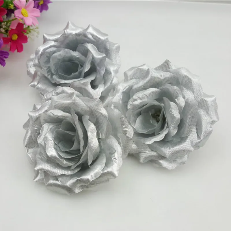 10cm Coral Powder Pink Artificial Rose Silk Flower Heads Decorative Flowers Wedding Party Banquet Decoration Can Mix 10Pcs/Lot