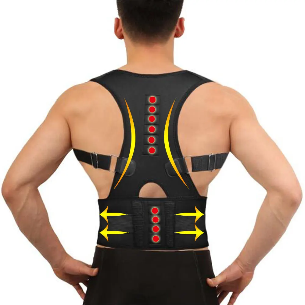 Print Logos Adjustable Magnets Back Support Posture Corrector Men's Medical Corset Back Therapy Posture Brace Back Support Belt