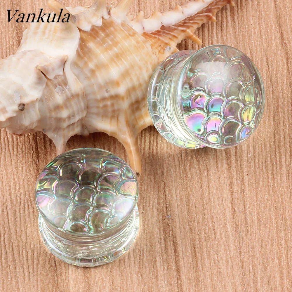 Vankula 2PCS New Product Glass Ear Plugs Cloud Series Glass Plugs Ear Plugs and Tunnel Bright Body Piercing