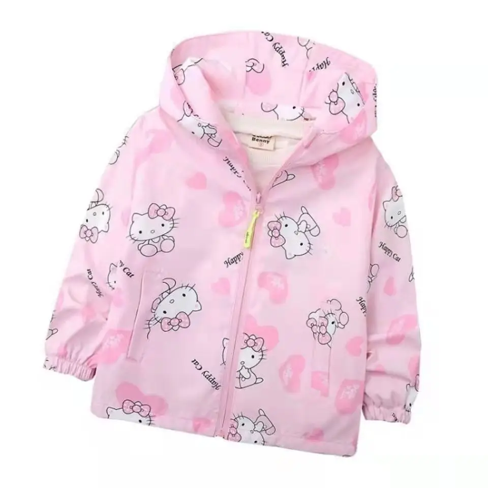 Hello Kitty Girls Clothes giacca per bambini media e piccola con cappuccio per bambini cappotto per bambini sportivo Casual primavera e autunno