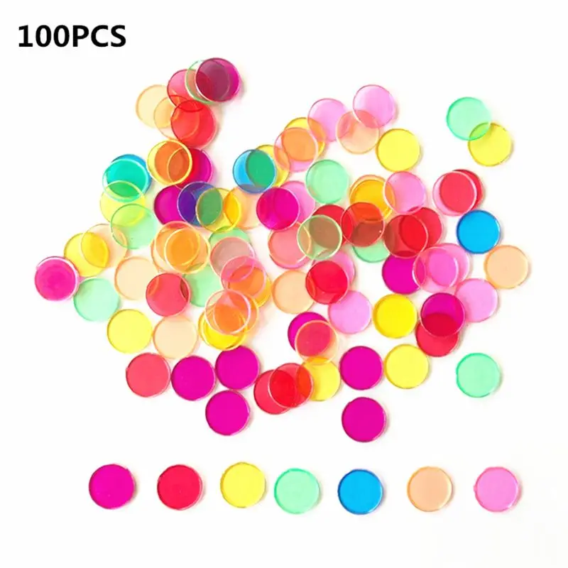 Montessori Learning Toys Magnetic Stick Wand Set With Transparent Color Counting Chips With Metal Loop