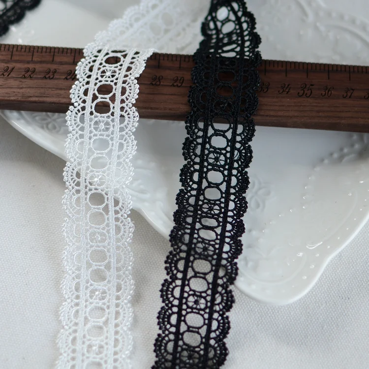 3CM Wide White Black Cotton Polyester Hollow Embroidery Lace Fabric Collar Neckline Cuffs Trim Apparel DIY Sewing Applique Decor