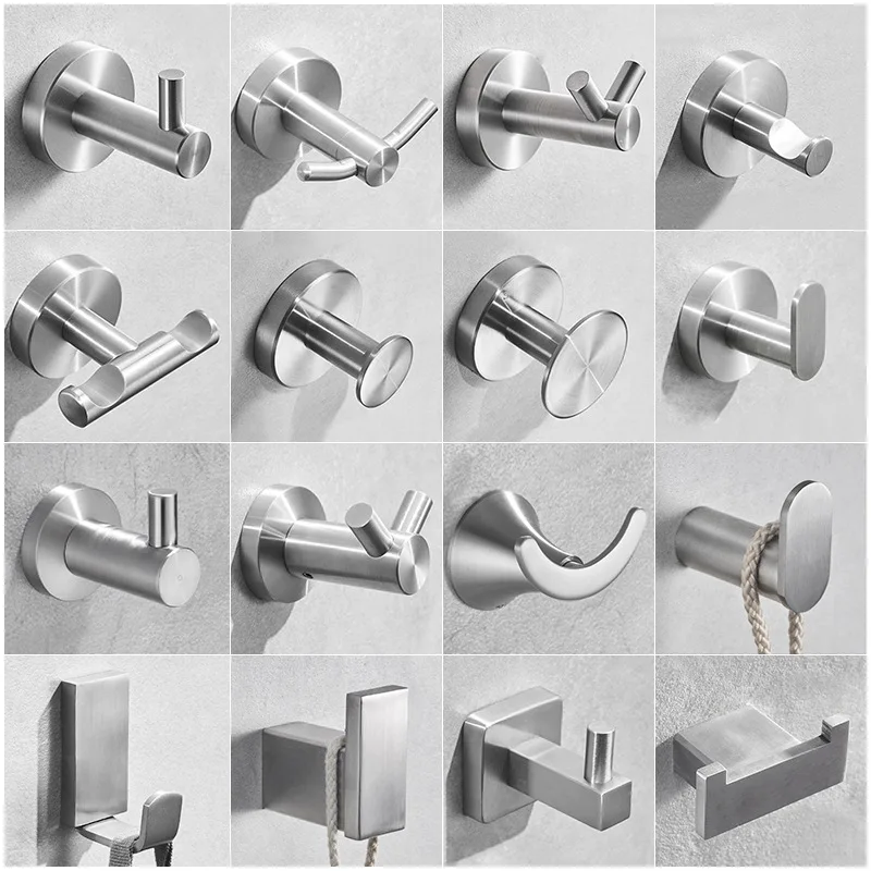 Drilling 304 Stainless Steel Black Clothes Hook Bathroom Hook Coat behind Door Wall Hanging l Hanger Clothes Robe Rack Hook