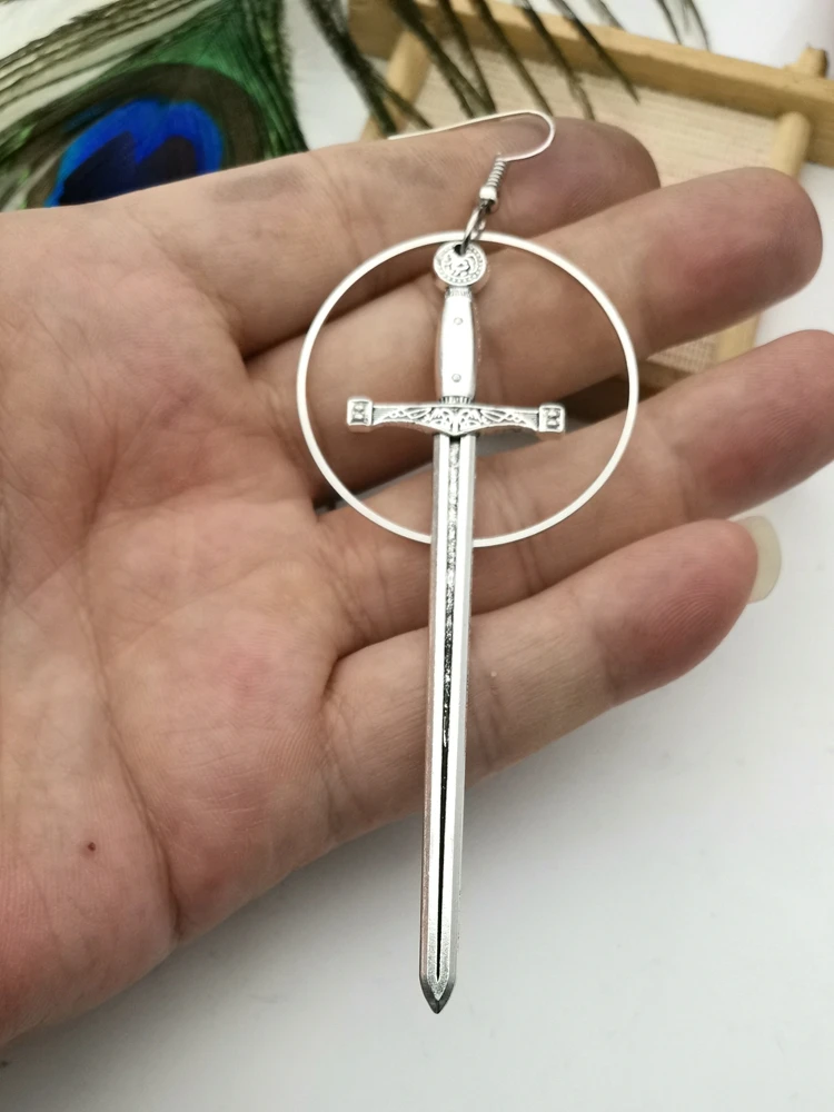 Medieval Worship Sword Earring Witch or Pagan Alternative Gothic Silver Plated Classic Female Fashion Gift Jewelry image 3