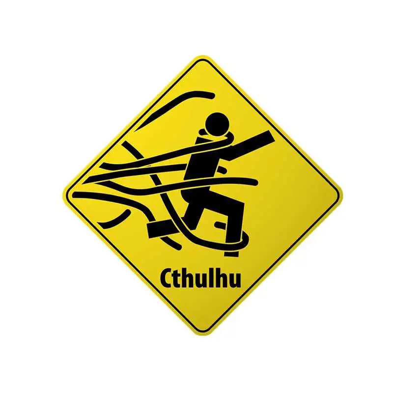 Funny Sign WARNING Cthulhu Camper Car Stickers Graffiti Sticker Accessories Occlusion Scratch Reflective Decal 13cm X 13cm