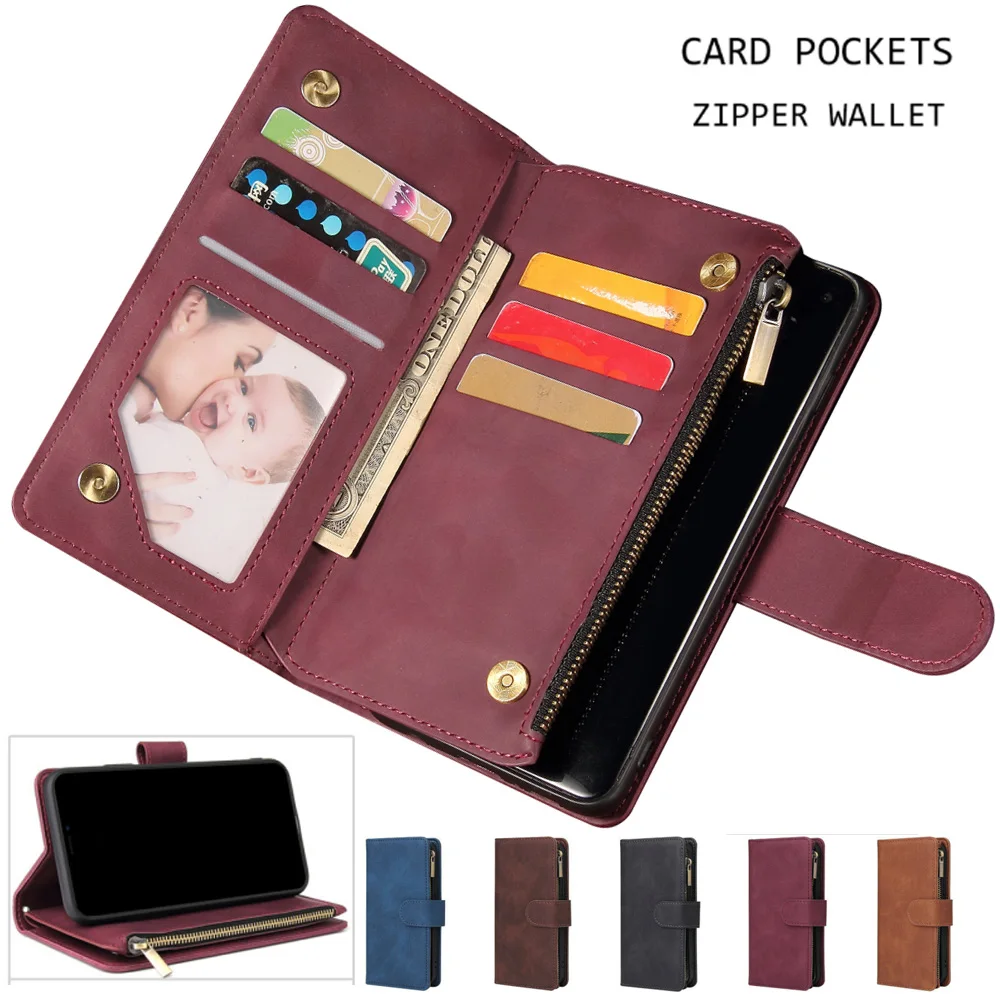 Luxury Leather Zipper Flip Wallet Case For Oppo A53S CPH2135 Case Magnetic Mobile Retro Flip Card  Stand Cover