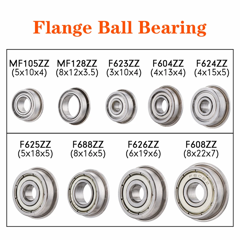 

4pcs 3D Printers Parts Deep Groove Pulley Wheel Aluminium MF105 128 F604ZZ F623ZZ F624ZZ F625ZZ F626ZZ F608ZZ F688ZZ Flange bear