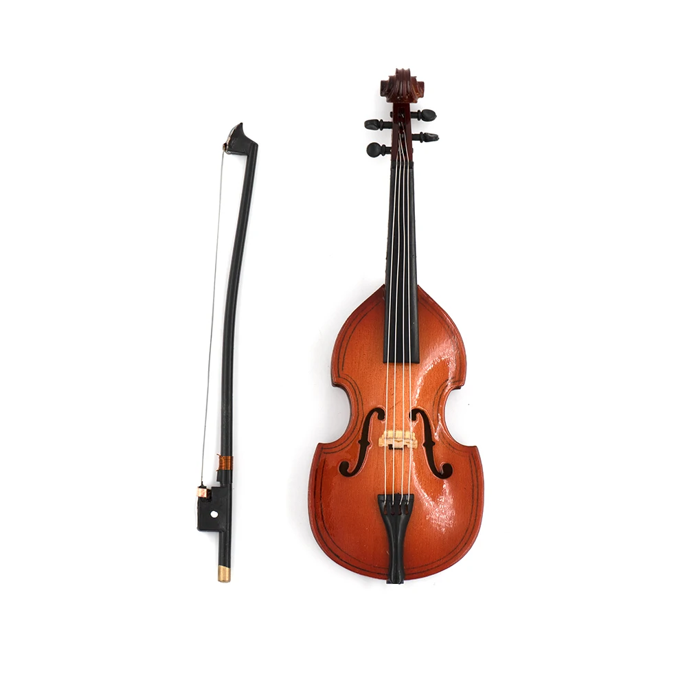1Pcs Wooden Miniature Bass Cello Model with Support Mini Musical Instrument 1/12 Dollhouse 1/6 Action figure Accessories ob11