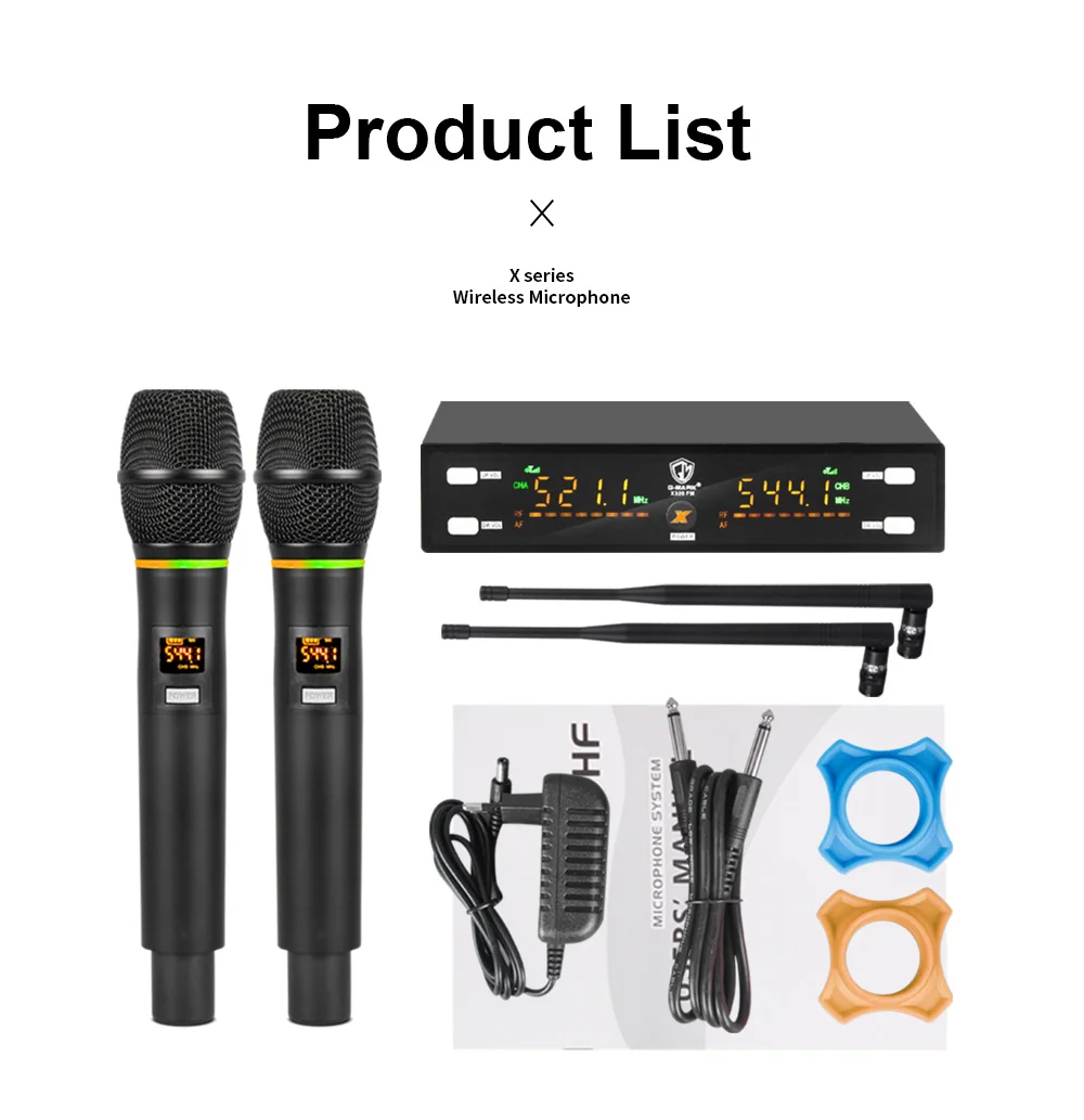 Microfono Wireless G-MARK X320FM microfono professionale per Karaoke frequenza corpo in metallo regolabile 80M per Stage Chruch Party Wedding