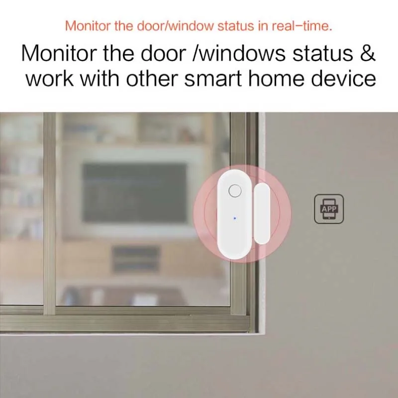 Sensor inteligente con WiFi para puerta y ventana, Detector de alarma magnético independiente, funciona con Alexa y Google Home, Tuya