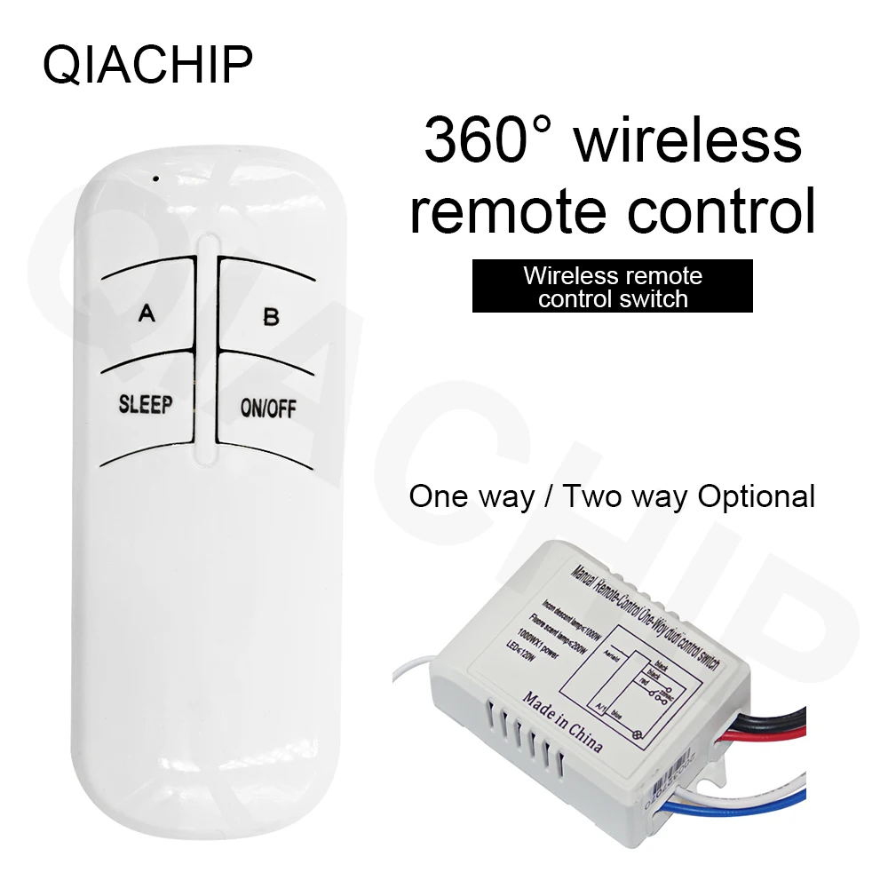 Qiacip AC 220V RF Remote Control 2 Cara Relay Nirkabel Remote Switch Pemancar Pintar Fan Controllor Switch untuk Bola Lampu