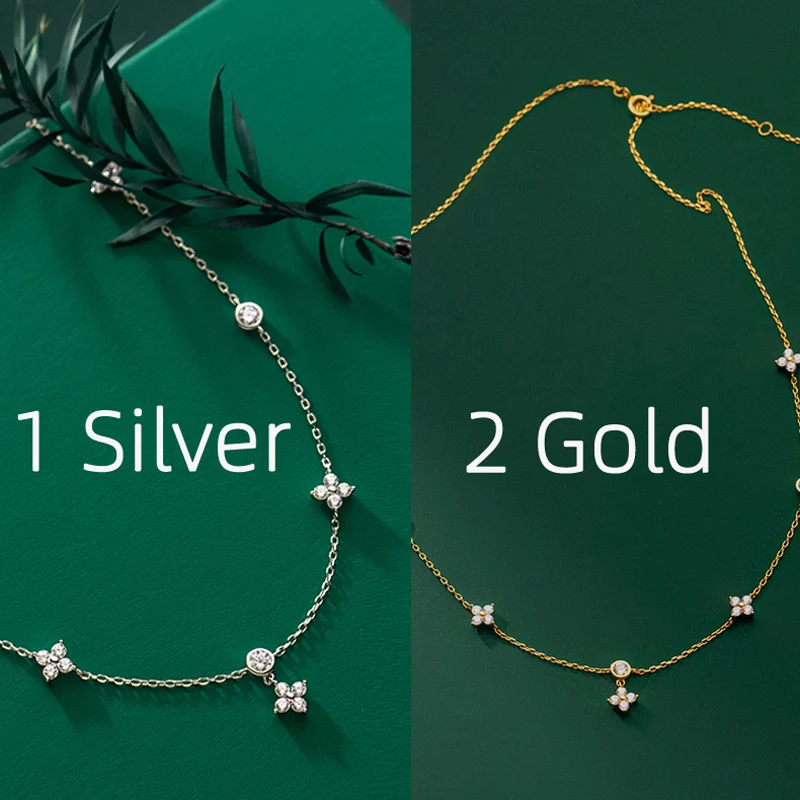 La Monada 43.5+6cm Silver Necklace For Women Fine Silver 925 Jewelry Fashion Flower Star Neck Pendants 925 Silver Chain Woman