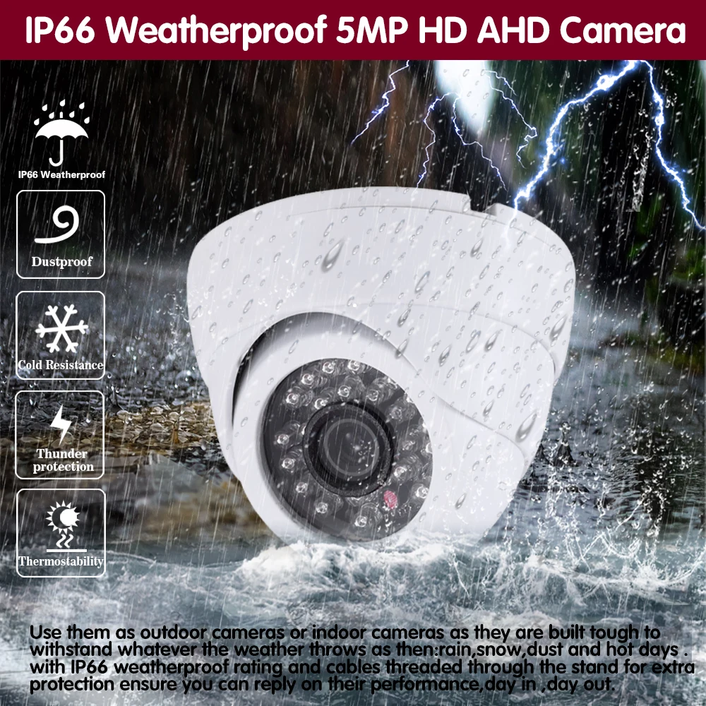 Cámara domo AHD CCTV blanca, videocámara analógica de seguridad, 5MP, HD, Oudoor, interior, hogar, BNC, XMEYE, 2MP, 1080P, DVR, videovigilancia,