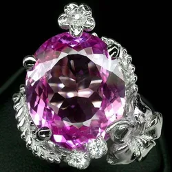 Luxury Women Pink Oval Cut Zircon Rings for Wedding Engagement Promise Bridal Set Jewelry