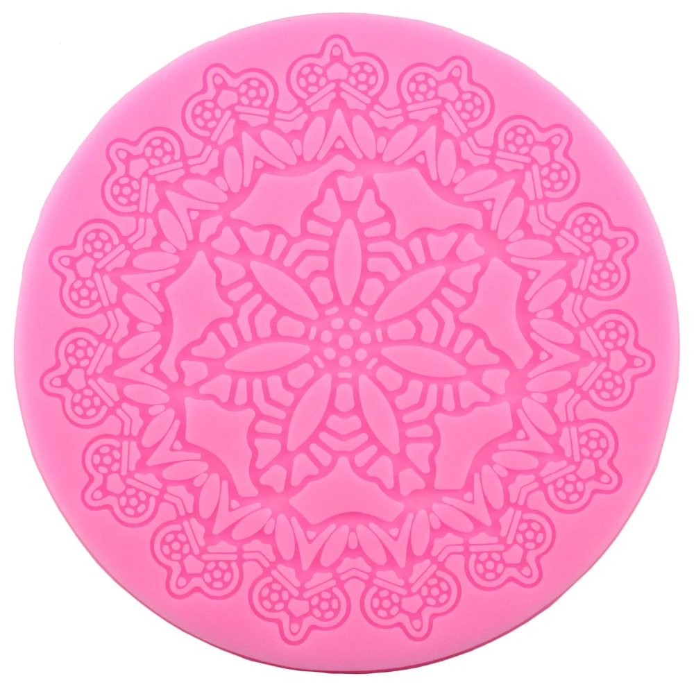 1Pcs DIY Round Crown Shape Cake Silicone Mat Sugarcraft Fondant Cake Decorating Tools Kitchen Baking Silicone Lace Molds